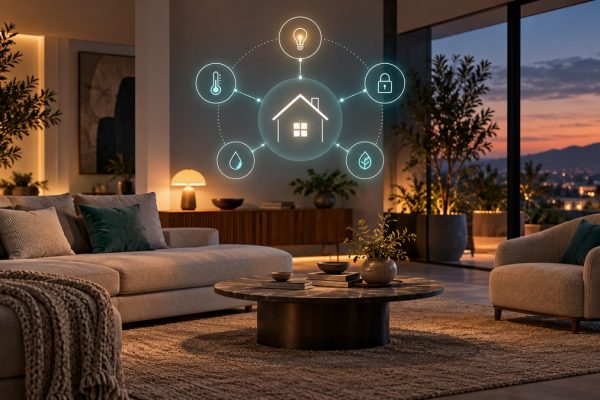 Editorial illustration of smart home controls ahead of the Apple Home event