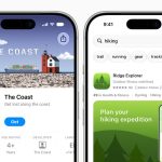 Apple examples of App Store creative assets in a product page header and search results