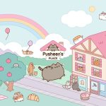 Pusheen cats around a pastel house in official artwork for Apple Arcade October games